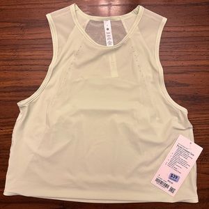 Lululemon Sculpt Crop Tank.  Very light yellow/cream color